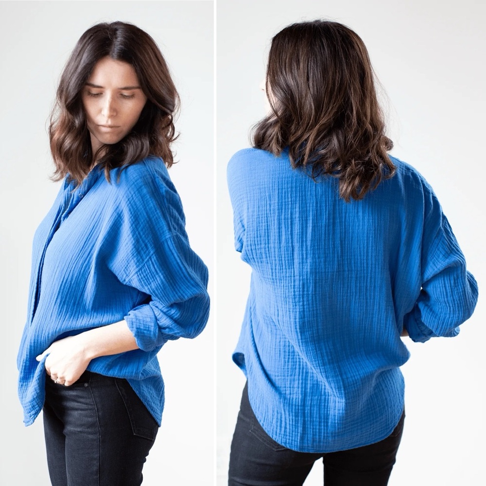 Xirena Presley Button Down Shirt in Port Blue